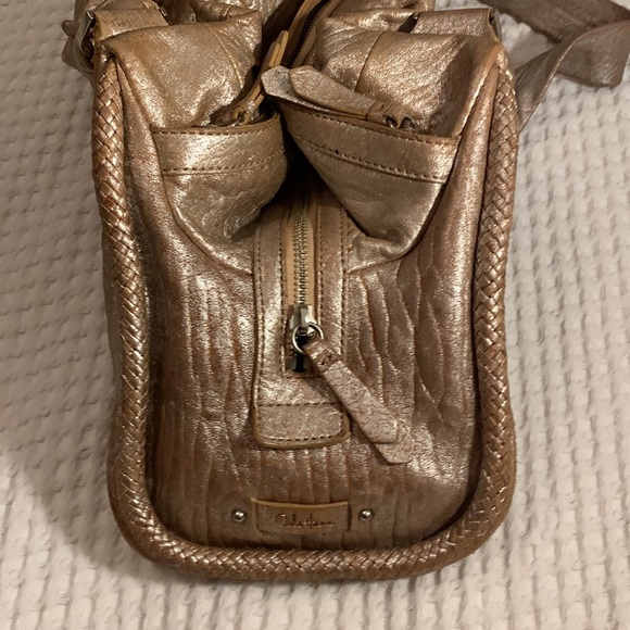 Cole Haan Pleated Beige Metalic Hobo Bag - Picture 8 of 11